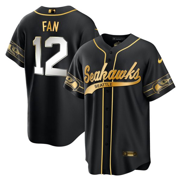 Men's Seahawks Throwback & Gold Cool Base Jersey - All Stitched - Image 23