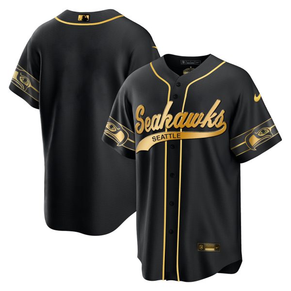 Men's Seahawks Throwback & Gold Cool Base Jersey - All Stitched - Image 24