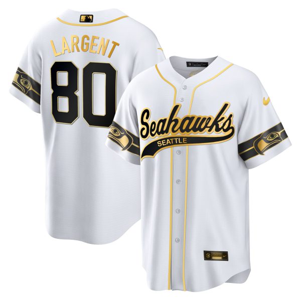 Men's Seahawks Throwback & Gold Cool Base Jersey - All Stitched - Image 30