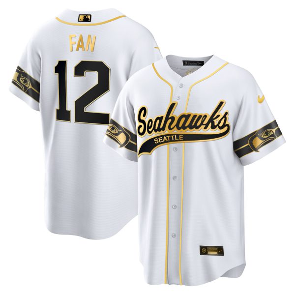 Men's Seahawks Throwback & Gold Cool Base Jersey - All Stitched - Image 31