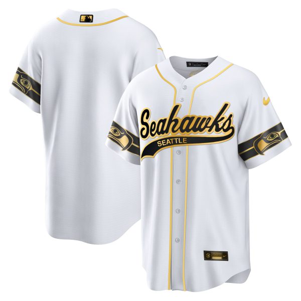 Men's Seahawks Throwback & Gold Cool Base Jersey - All Stitched - Image 32