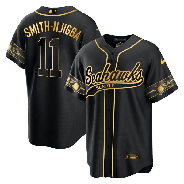Men's Seahawks Throwback & Gold Cool Base Jersey - All Stitched - Image 33