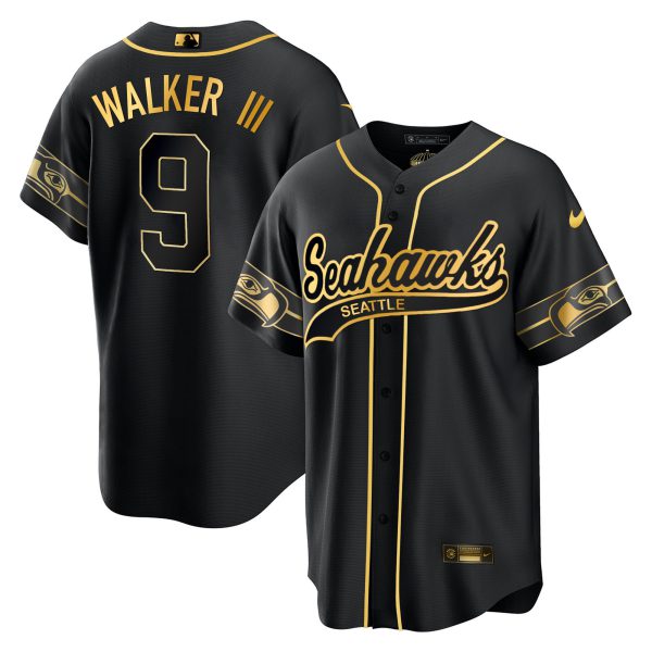 Men's Seahawks Throwback & Gold Cool Base Jersey - All Stitched - Image 37
