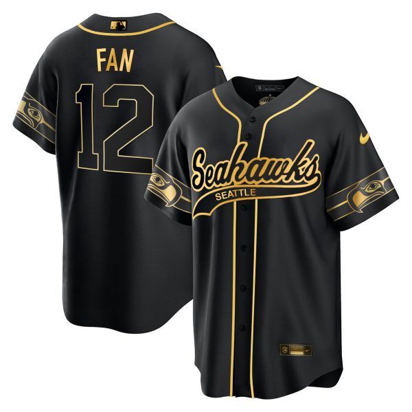 Men's Seahawks Throwback & Gold Cool Base Jersey - All Stitched - Image 39