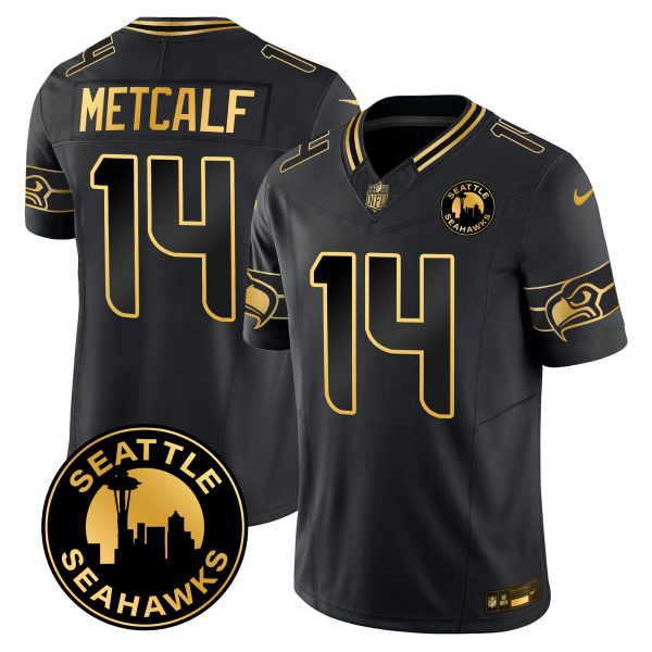 Men's Seahawks 2024 Seattle City Patch Gold Vapor Limited Jersey - All Stitched - Image 4