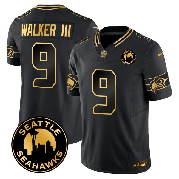 Men's Seahawks 2024 Seattle City Patch Gold Vapor Limited Jersey - All Stitched - Image 5