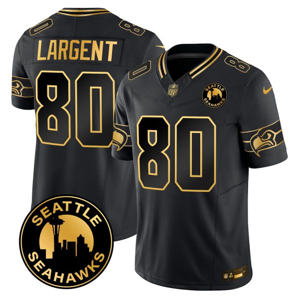 Men's Seahawks 2024 Seattle City Patch Gold Vapor Limited Jersey - All Stitched - Image 6