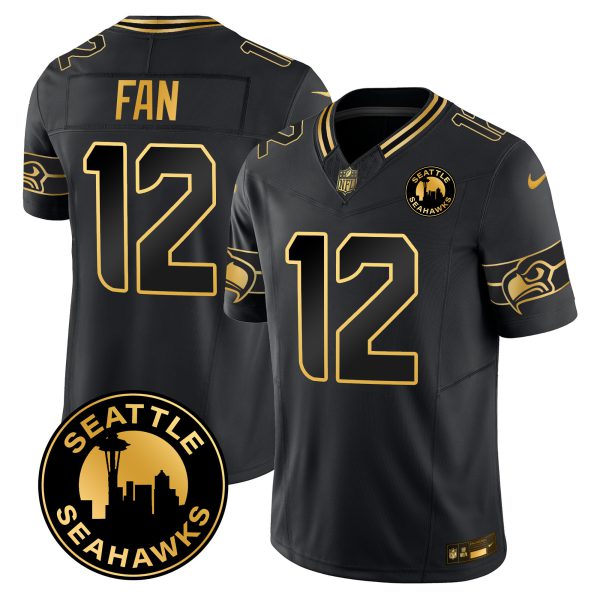 Men's Seahawks 2024 Seattle City Patch Gold Vapor Limited Jersey - All Stitched - Image 7