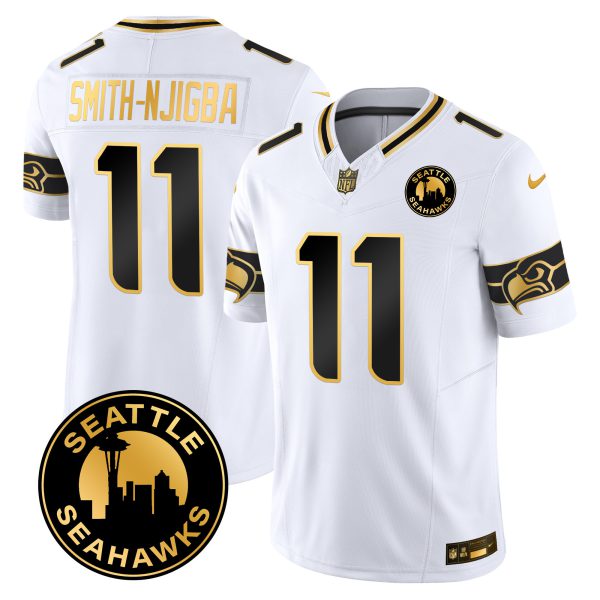 Men's Seahawks 2024 Seattle City Patch Gold Vapor Limited Jersey - All Stitched - Image 8