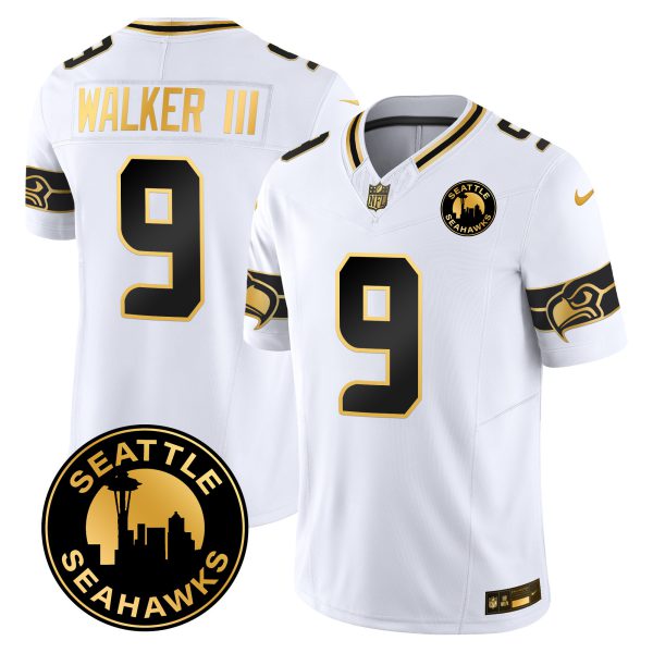 Men's Seahawks 2024 Seattle City Patch Gold Vapor Limited Jersey - All Stitched - Image 12