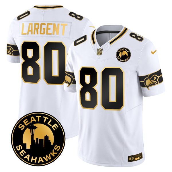 Men's Seahawks 2024 Seattle City Patch Gold Vapor Limited Jersey - All Stitched - Image 13