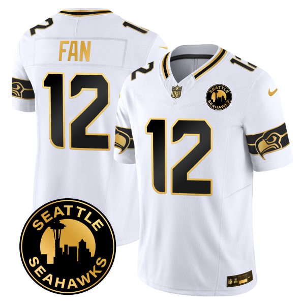 Men's Seahawks 2024 Seattle City Patch Gold Vapor Limited Jersey - All Stitched - Image 14