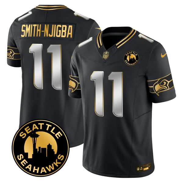 Men's Seahawks 2024 Seattle City Patch Gold Vapor Limited Jersey - All Stitched - Image 15