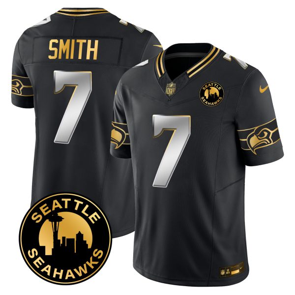 Men's Seahawks 2024 Seattle City Patch Gold Vapor Limited Jersey - All Stitched - Image 17