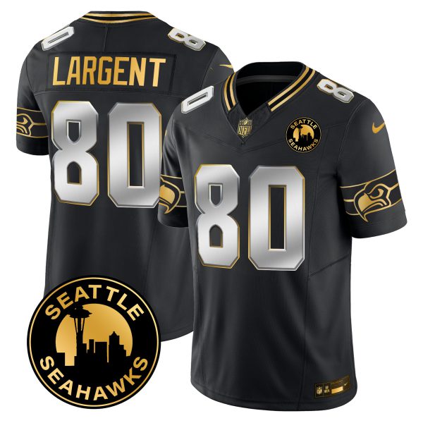 Men's Seahawks 2024 Seattle City Patch Gold Vapor Limited Jersey - All Stitched - Image 20