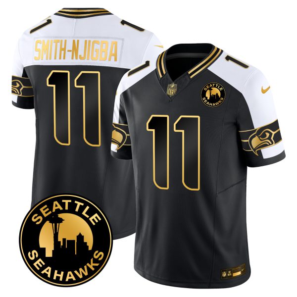 Men's Seahawks 2024 Seattle City Patch Gold Vapor Limited Jersey - All Stitched - Image 22
