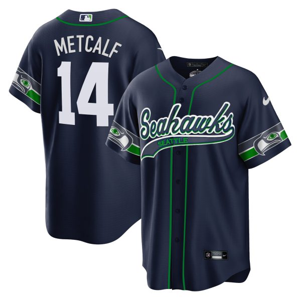 Men's Seahawks Throwback & Gold Cool Base Jersey V2 - All Stitched - Image 4