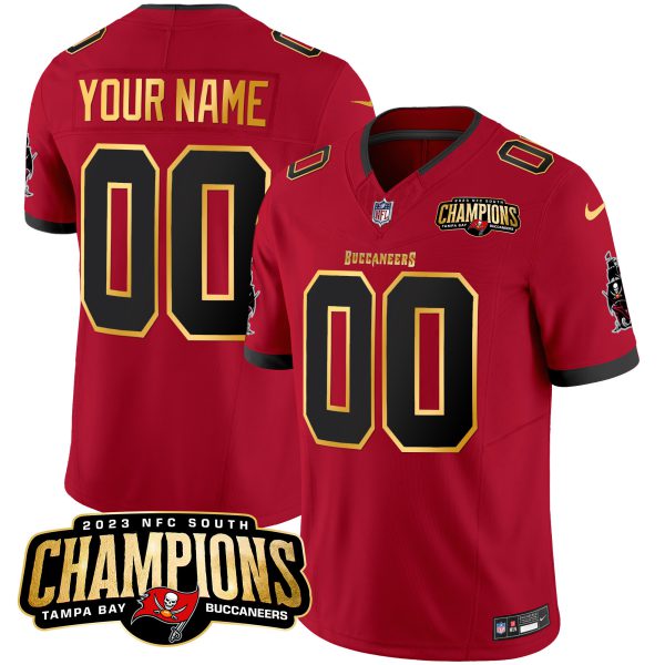 Buccaneers 2023 NFC South Champions Patch Gold Trim Vapor Custom Jersey - All Stitched - Image 3