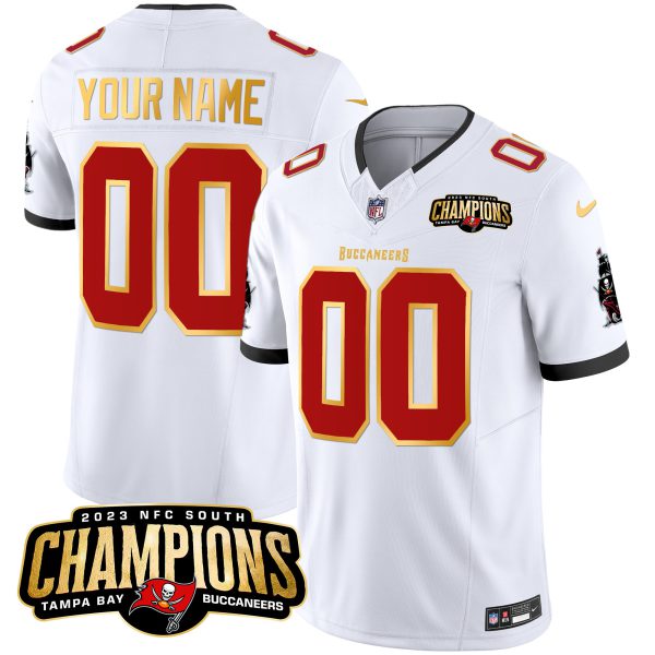Buccaneers 2023 NFC South Champions Patch Gold Trim Vapor Custom Jersey - All Stitched - Image 4