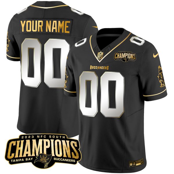 Buccaneers 2023 NFC South Champions Patch Gold Vapor Custom Jersey - All Stitched - Image 2