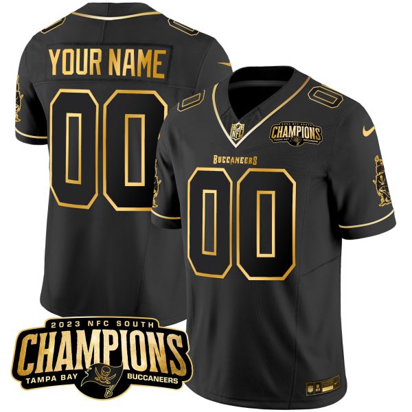 Buccaneers 2023 NFC South Champions Patch Gold Vapor Custom Jersey - All Stitched - Image 3