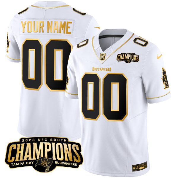 Buccaneers 2023 NFC South Champions Patch Gold Vapor Custom Jersey - All Stitched - Image 4