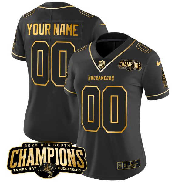 Buccaneers 2023 NFC South Champions Patch Gold Vapor Custom Jersey - All Stitched - Image 7