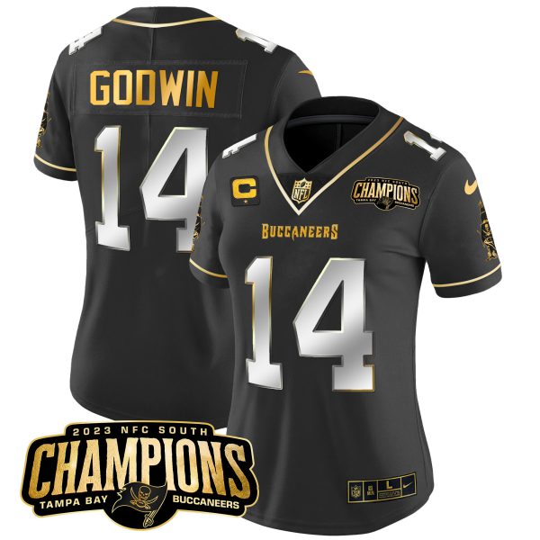 Women's Buccaneers 2023 NFC South Champions Patch Gold Vapor Jersey - All Stitched - Image 10