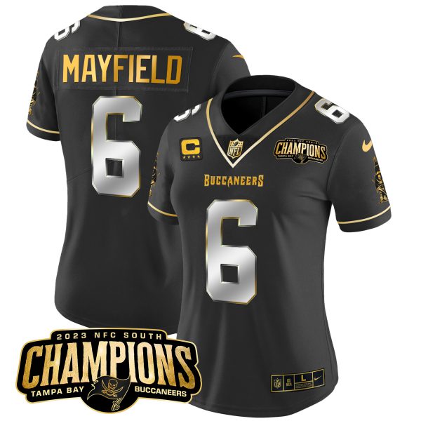Women's Buccaneers 2023 NFC South Champions Patch Gold Vapor Jersey - All Stitched - Image 11