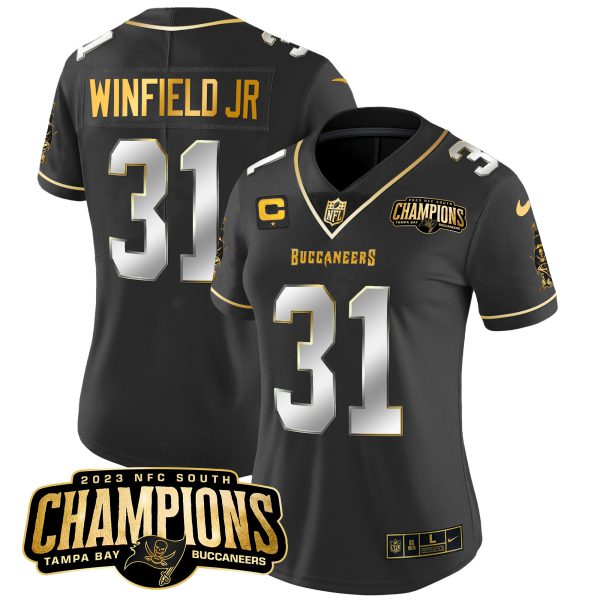 Women's Buccaneers 2023 NFC South Champions Patch Gold Vapor Jersey - All Stitched - Image 13