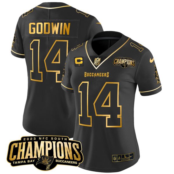 Women's Buccaneers 2023 NFC South Champions Patch Gold Vapor Jersey - All Stitched - Image 17