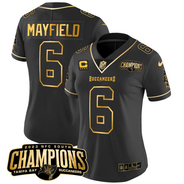 Women's Buccaneers 2023 NFC South Champions Patch Gold Vapor Jersey - All Stitched - Image 18