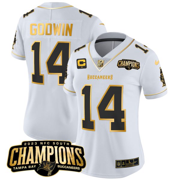 Women's Buccaneers 2023 NFC South Champions Patch Gold Vapor Jersey - All Stitched - Image 24
