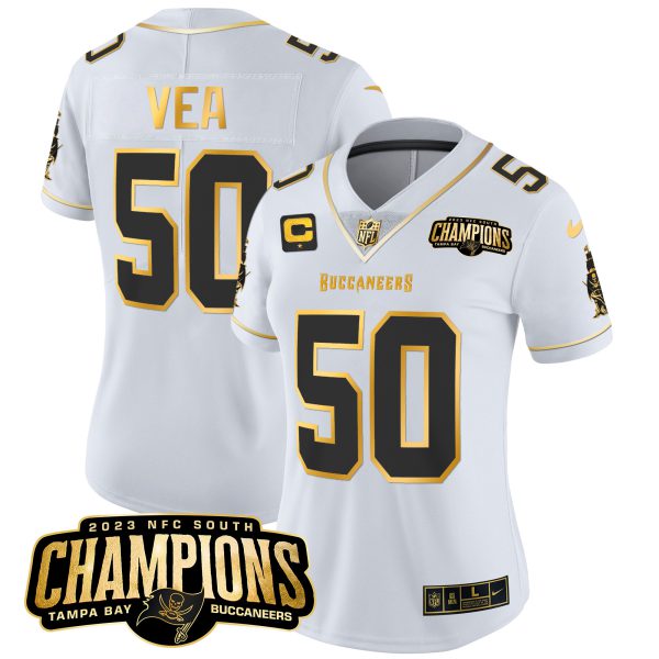 Women's Buccaneers 2023 NFC South Champions Patch Gold Vapor Jersey - All Stitched - Image 26