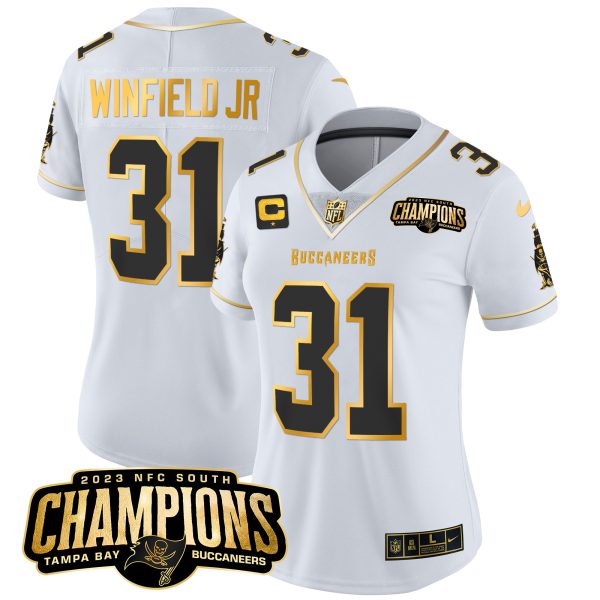 Women's Buccaneers 2023 NFC South Champions Patch Gold Vapor Jersey - All Stitched - Image 27