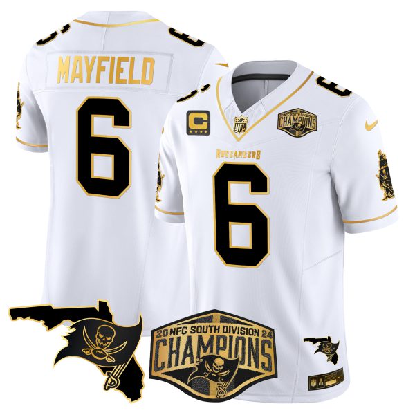 Men's Buccaneers 2024 NFC South Division Champions Patch Gold Vapor Limited Jersey - All Stitched - Image 9