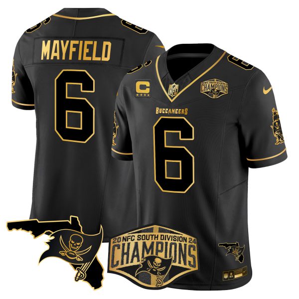 Men's Buccaneers 2024 NFC South Division Champions Patch Gold Vapor Limited Jersey - All Stitched - Image 17