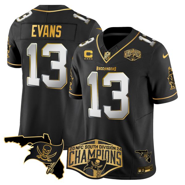 Men's Buccaneers 2024 NFC South Division Champions Patch Gold Vapor Limited Jersey - All Stitched - Image 28