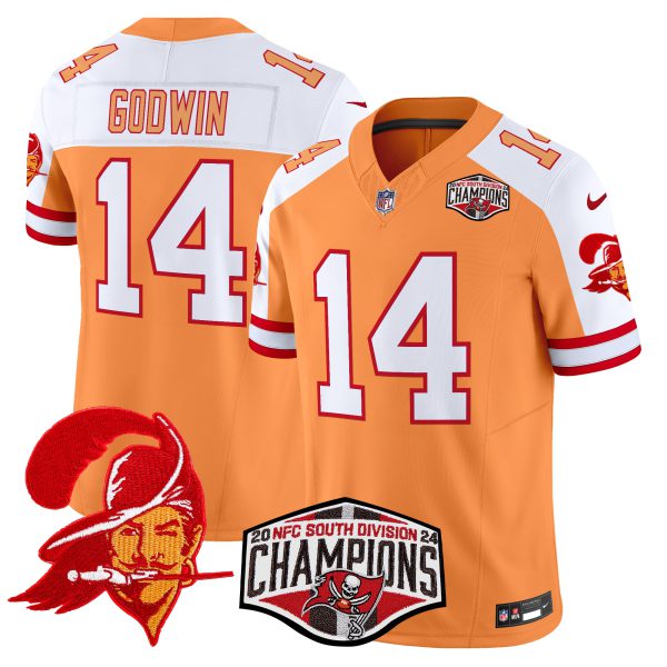 Men's Tampa Bay Buccaneers Creamsicle 2024 NFC South Division Champions Patch Vapor Limited Jersey - All Stitched - Image 5
