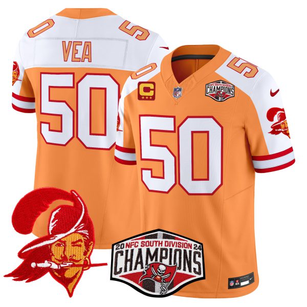 Men's Tampa Bay Buccaneers Creamsicle 2024 NFC South Division Champions Patch Vapor Limited Jersey - All Stitched - Image 6