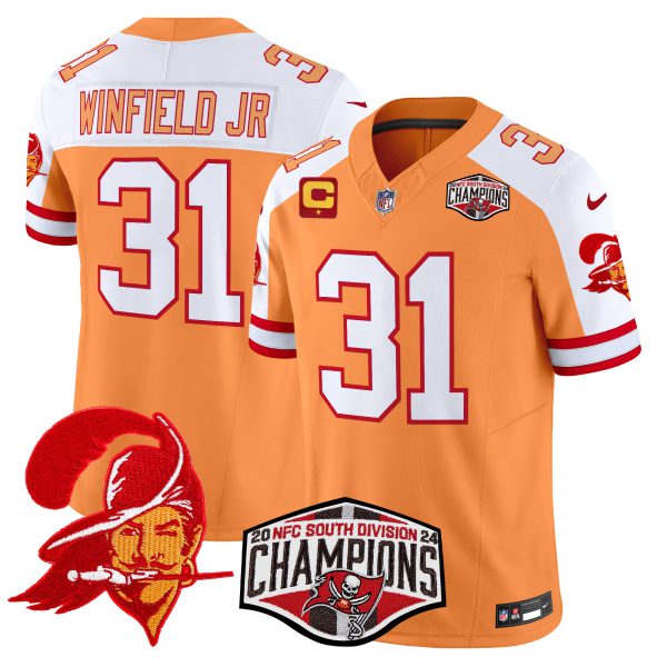 Men's Tampa Bay Buccaneers Creamsicle 2024 NFC South Division Champions Patch Vapor Limited Jersey - All Stitched - Image 7