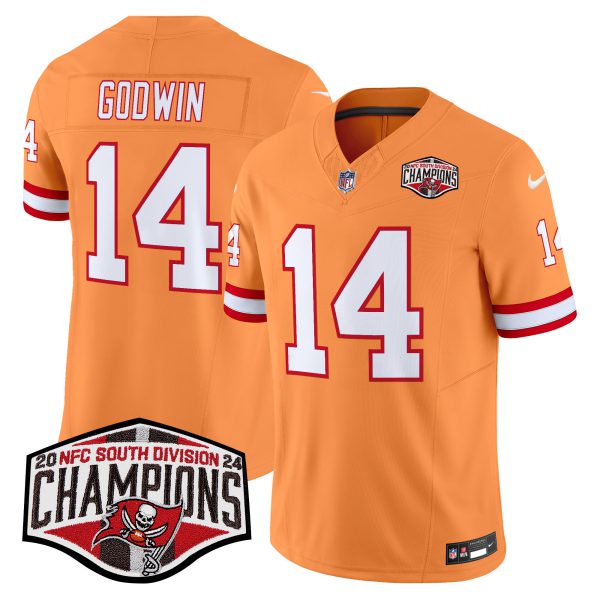 Men's Tampa Bay Buccaneers Creamsicle 2024 NFC South Division Champions Patch Vapor Limited Jersey - All Stitched - Image 19