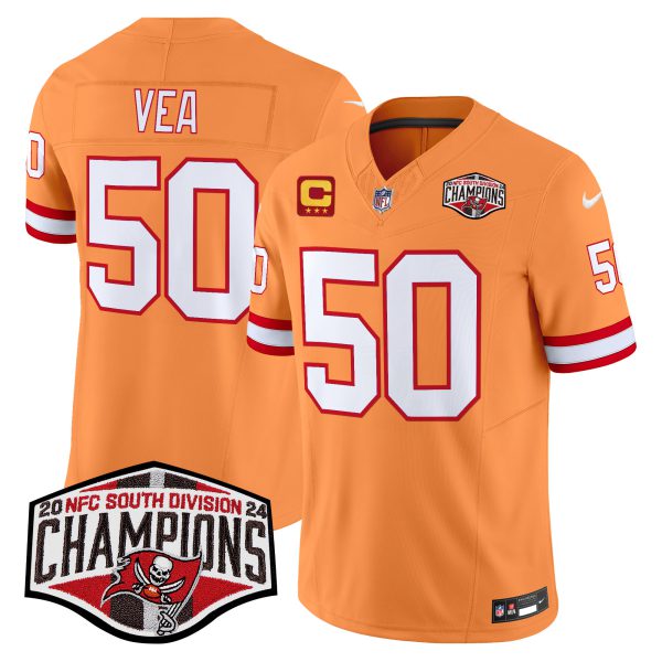 Men's Tampa Bay Buccaneers Creamsicle 2024 NFC South Division Champions Patch Vapor Limited Jersey - All Stitched - Image 20