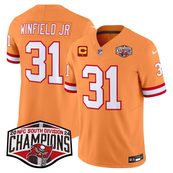 Men's Tampa Bay Buccaneers Creamsicle 2024 NFC South Division Champions Patch Vapor Limited Jersey - All Stitched - Image 21