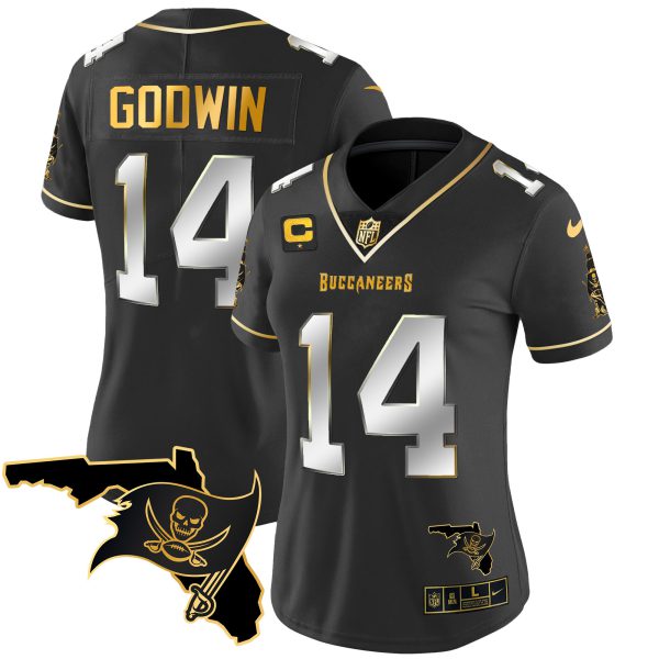 Women's Buccaneers Florida Patch Vapor Gold Jersey - All Stitched - Image 10
