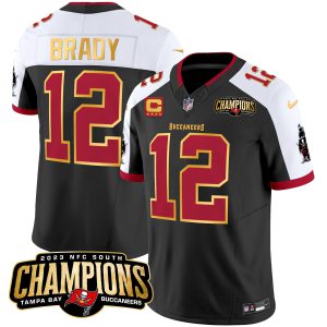 Men's Buccaneers 2023 NFC South Champions Patch Gold Trim Vapor Jersey - All Stitched