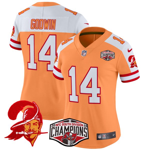 Women's Tampa Bay Buccaneers Creamsicle 2024 NFC South Division Champions Patch Vapor Limited Jersey - All Stitched - Image 5