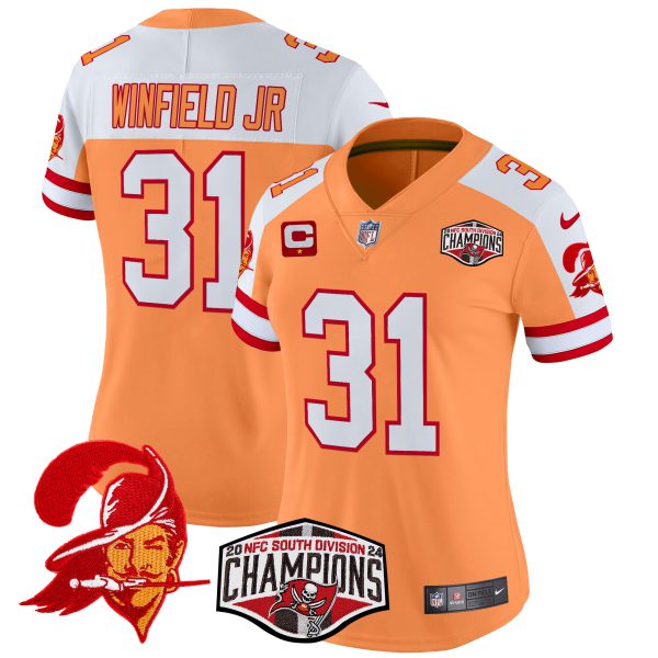 Women's Tampa Bay Buccaneers Creamsicle 2024 NFC South Division Champions Patch Vapor Limited Jersey - All Stitched - Image 7