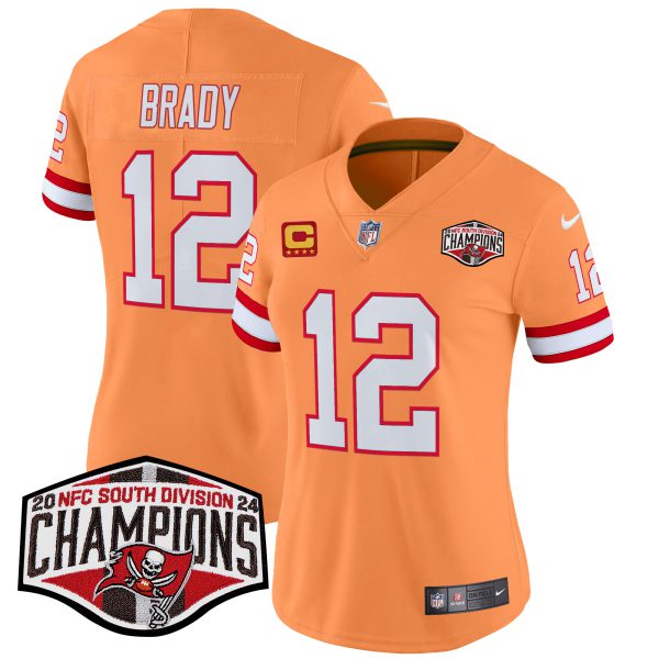 Women's Tampa Bay Buccaneers Creamsicle 2024 NFC South Division Champions Patch Vapor Limited Jersey - All Stitched - Image 17