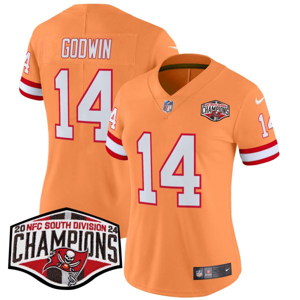 Women's Tampa Bay Buccaneers Creamsicle 2024 NFC South Division Champions Patch Vapor Limited Jersey - All Stitched - Image 19